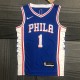 NBA Men 75th Anniversary Season 2022 Philadelphia 76ers Blue V-neck  #1 HARDEN Jersey High Quality Name and Number Print