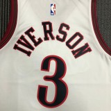 NBA Men Philadelphia 76ers Retro White V-neck  #3 IVERSON Jersey High Quality Name and Number Print