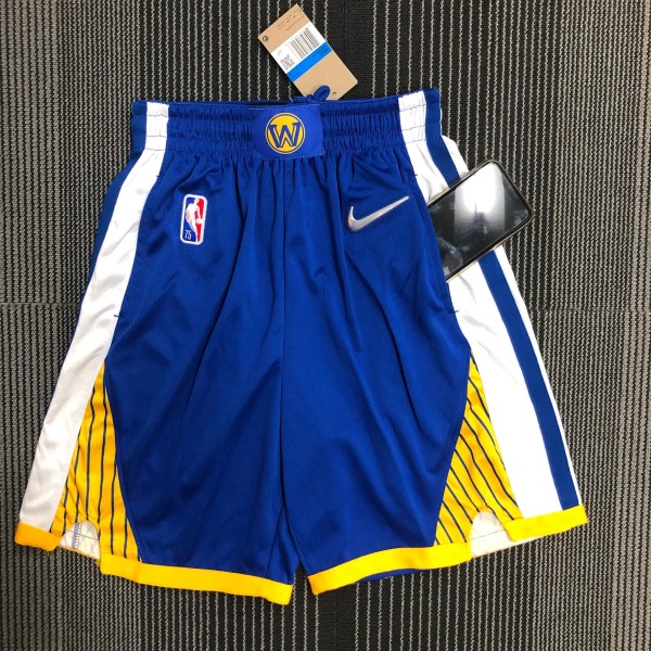 NBA Men 75th Anniversary Season 2022 Golden State Warriors Mexico Version Blue Pant High Quality Name and Number Print