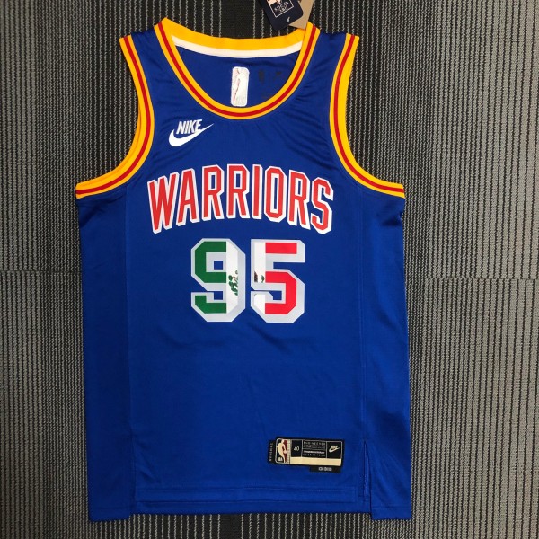 NBA Men Season 2022 Golden State Warriors Mexico Version Retro Blue #95 TOSCANO Jersey High Quality Name and Number Print