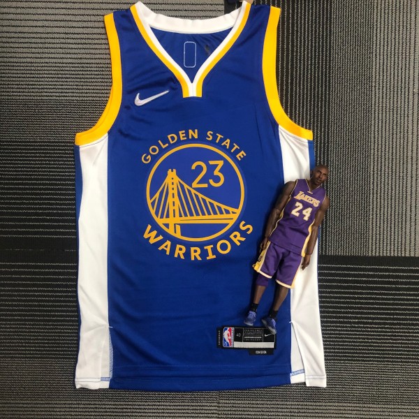 NBA Men 75th Anniversary Golden State Warriors Blue V-neck #23 GREEN Jersey High Quality Name and Number Print