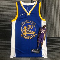 NBA Men 75th Anniversary Golden State Warriors Blue V-neck #00 KUMINGA Jersey High Quality Name and Number Print