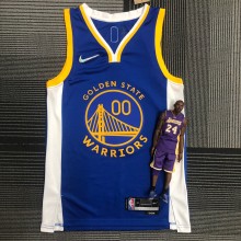 NBA Men 75th Anniversary Golden State Warriors Blue V-neck #00 KUMINGA Jersey High Quality Name and Number Print