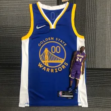 NBA Men 75th Anniversary Golden State Warriors Blue V-neck #00 KUMINGA Jersey High Quality Name and Number Print