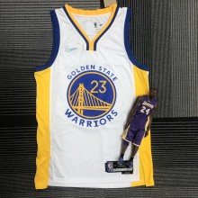 NBA Men 75th Anniversary Golden State Warriors White V-neck #23 GREEN Jersey High Quality Name and Number Print