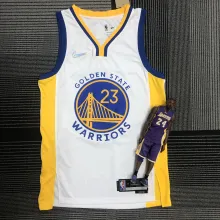NBA Men 75th Anniversary Golden State Warriors White V-neck #23 GREEN Jersey High Quality Name and Number Print
