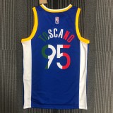 NBA Men 75th Anniversary Season 2022 Golden State Warriors Mexico Version Blue #95 TOSCANO Jersey High Quality Name and Number Print