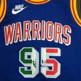 NBA Men Season 2022 Golden State Warriors Mexico Version Retro Blue #95 TOSCANO Jersey High Quality Name and Number Print