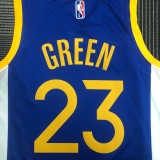 NBA Men 75th Anniversary Golden State Warriors Blue V-neck #23 GREEN Jersey High Quality Name and Number Print