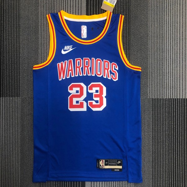 NBA Men Golden State Warriors Retro Blue #23 GREEN Jersey High Quality Name and Number Print