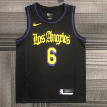 2021 #6 JAMES Los Angeles Lakers Black Latin Black NBA Jersey High Quality Name and Number Print