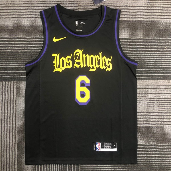2021 #6 JAMES Los Angeles Lakers Black Latin Black NBA Jersey High Quality Name and Number Print