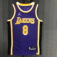 NBA Season 2022 75th Anniversary Los Angeles Lakers with Jordan Logo Purple Round Neck #8 BRYANT Jersey High Quality Name and Number Print