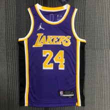 NBA Season 2022 75th Anniversary Los Angeles Lakers with Jordan Logo Purple Round Neck #24 BRYANT Jersey High Quality Name and Number Print