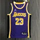 NBA Season 2022 75th Anniversary Los Angeles Lakers with Jordan Logo Purple Round Neck #23 JAMES Jersey High Quality Name and Number Print
