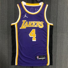 NBA Season 2022 75th Anniversary Los Angeles Lakers with Jordan Logo Purple Round Neck #4 RONDO Jersey High Quality Name and Number Print