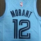 NBA Season 75th Anniversary Memphis Grizzlies Blue with Jordan Logo #12 MORANT Jersey High Quality Name and Number Print