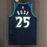 NBA Men 75th Anniversary Minnesota Timberwolves Blue #25 ROSE Jersey High Quality Name and Number Print