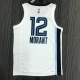 NBA Season 75th Anniversary Memphis Grizzlies White #12 MORANT Jersey High Quality Name and Number Print