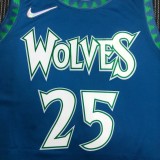 NBA Men 75th Anniversary Minnesota Timberwolves Blue #25 ROSE Jersey High Quality Name and Number Print