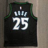 NBA Men Minnesota Timberwolves Retro Black #25 ROSE Jersey High Quality Name and Number Print