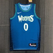 NBA Men 75th Anniversary Minnesota Timberwolves Blue #0 RUSSELL Jersey High Quality Name and Number Print