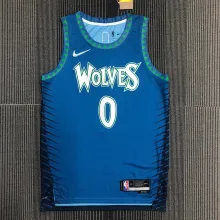 NBA Men 75th Anniversary Minnesota Timberwolves Blue #0 RUSSELL Jersey High Quality Name and Number Print