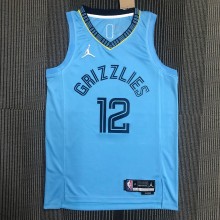 NBA Season 75th Anniversary Memphis Grizzlies Blue with Jordan Logo #12 MORANT Jersey High Quality Name and Number Print