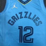 NBA Season 75th Anniversary Memphis Grizzlies Blue with Jordan Logo #12 MORANT Jersey High Quality Name and Number Print