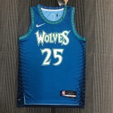 NBA Men 75th Anniversary Minnesota Timberwolves Blue #25 ROSE Jersey High Quality Name and Number Print