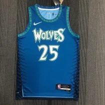 NBA Men 75th Anniversary Minnesota Timberwolves Blue #25 ROSE Jersey High Quality Name and Number Print