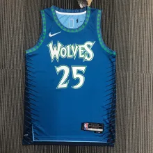 NBA Men 75th Anniversary Minnesota Timberwolves Blue #25 ROSE Jersey High Quality Name and Number Print