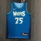 NBA Men 75th Anniversary Minnesota Timberwolves Blue #25 ROSE Jersey High Quality Name and Number Print