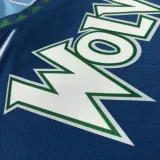 NBA Men 75th Anniversary Minnesota Timberwolves Blue #1 EDWARDS Jersey High Quality Name and Number Print