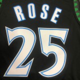 NBA Men Minnesota Timberwolves Retro Black #25 ROSE Jersey High Quality Name and Number Print
