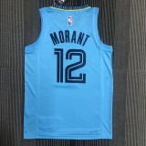 NBA Season 75th Anniversary Memphis Grizzlies Blue with Jordan Logo #12 MORANT Jersey High Quality Name and Number Print