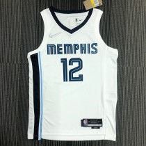 NBA Season 75th Anniversary Memphis Grizzlies White #12 MORANT Jersey High Quality Name and Number Print
