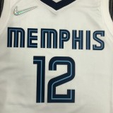 NBA Season 75th Anniversary Memphis Grizzlies White #12 MORANT Jersey High Quality Name and Number Print