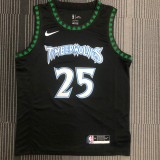 NBA Men Minnesota Timberwolves Retro Black #25 ROSE Jersey High Quality Name and Number Print