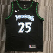 NBA Men Minnesota Timberwolves Retro Black #25 ROSE Jersey High Quality Name and Number Print