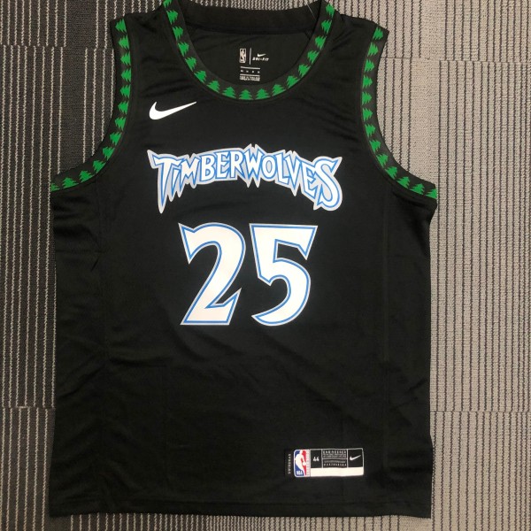 NBA Men Minnesota Timberwolves Retro Black #25 ROSE Jersey High Quality Name and Number Print