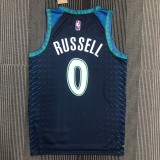 NBA Men 75th Anniversary Minnesota Timberwolves Blue #0 RUSSELL Jersey High Quality Name and Number Print