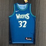 NBA Men 75th Anniversary Minnesota Timberwolves Blue #32 TOWNS Jersey High Quality Name and Number Print