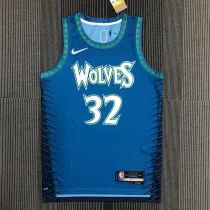 NBA Men 75th Anniversary Minnesota Timberwolves Blue #32 TOWNS Jersey High Quality Name and Number Print