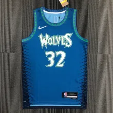 NBA Men 75th Anniversary Minnesota Timberwolves Blue #32 TOWNS Jersey High Quality Name and Number Print