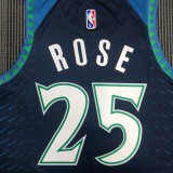 NBA Men 75th Anniversary Minnesota Timberwolves Blue #25 ROSE Jersey High Quality Name and Number Print