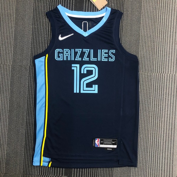 NBA Season 75th Anniversary 2022 Memphis Grizzlies Dark Blue #12 MORANT Jersey High Quality Name and Number Print
