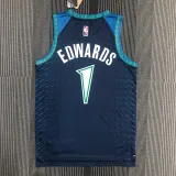 NBA Men 75th Anniversary Minnesota Timberwolves Blue #1 EDWARDS Jersey High Quality Name and Number Print
