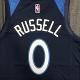 NBA Men 75th Anniversary Minnesota Timberwolves Dark Blue #0 RUSSELL Jersey High Quality Name and Number Print