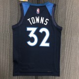 NBA Men 75th Anniversary Minnesota Timberwolves Dark Blue #32 TOWNS Jersey High Quality Name and Number Print